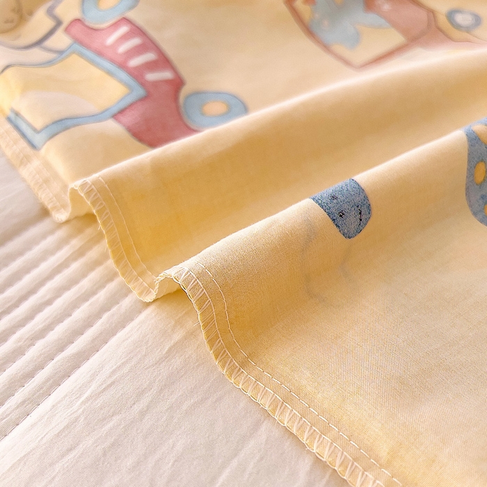 91家纺网 家纺一手货源 找家纺 吉咪兔2024年新品A类60支幼儿园被子三件套宝宝被套纯棉儿童六件套恐龙时代-黄