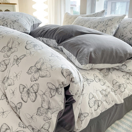 91家纺网 家纺一手货源 找家纺 （总）仟网汇 2024秋季新款提花针织棉圆角吊边床单四件套三件套