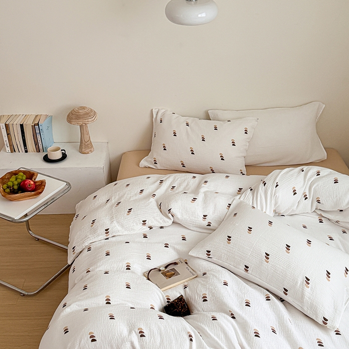 91家纺网 家纺一手货源 找家纺 2024新品专版印花双层皱皱纱四件套 贝拉