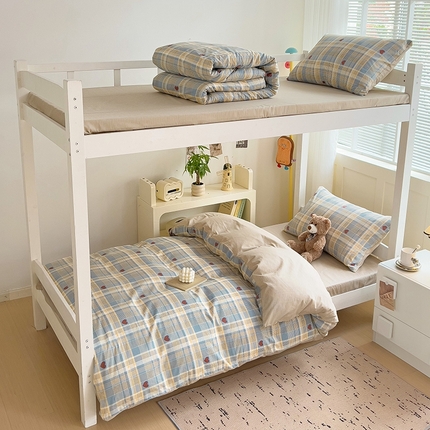 麦伦家居 2024新款40支13372全棉斜纹学生上下铺床品系列 律动蓝