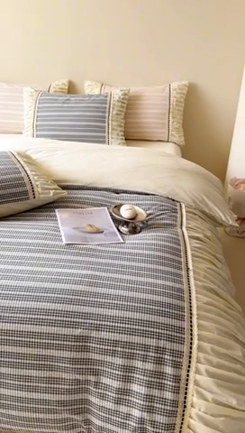 91家纺网 家纺一手货源 找家纺 2024新品小香风纯棉色织小提花四件套--花漾系列 花漾-黑