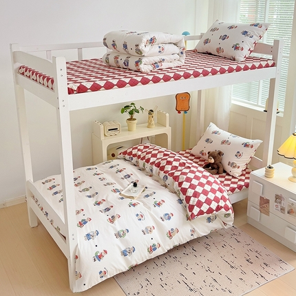 麦伦家居 2024新款40支13372全棉斜纹学生上下铺床品系列 漫步小熊