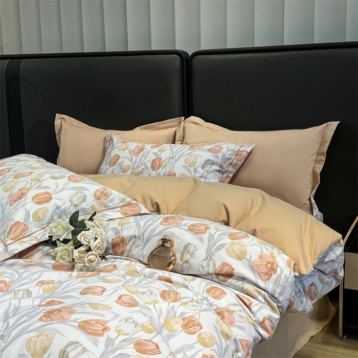 91家纺网 家纺一手货源 找家纺 嘉汀兰 2024新款韩式全棉磨毛印花系列四件套 盛世颜