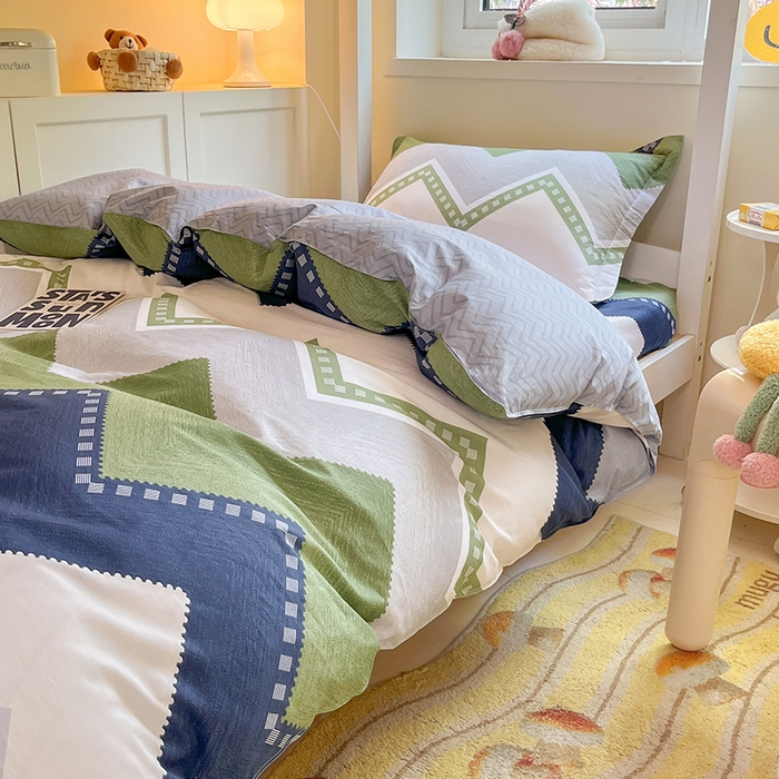 91家纺网 家纺一手货源 找家纺 菲梵家纺 2024新款全棉喷气小清新宿舍上下铺学生三件套 莱赛尔