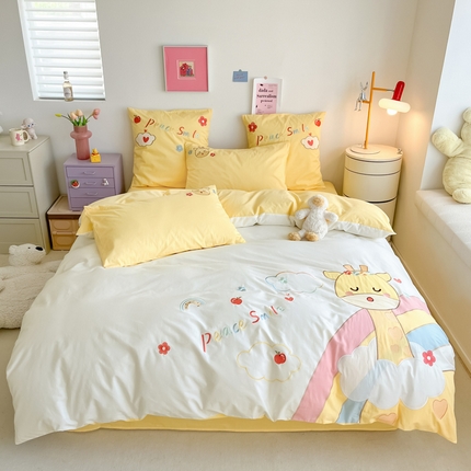 （总）涵宸 2024新款全棉贴布绣小清新卡通系列四件套