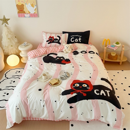 91家纺网 家纺一手货源 找家纺 （总）珺柔家纺 2024新款130*70 全棉大版数码印花四件套