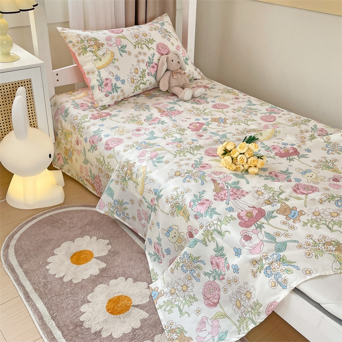 91家纺网 家纺一手货源 找家纺 名兮家居 2024新款学生床上下铺全棉床单  玛丽春天