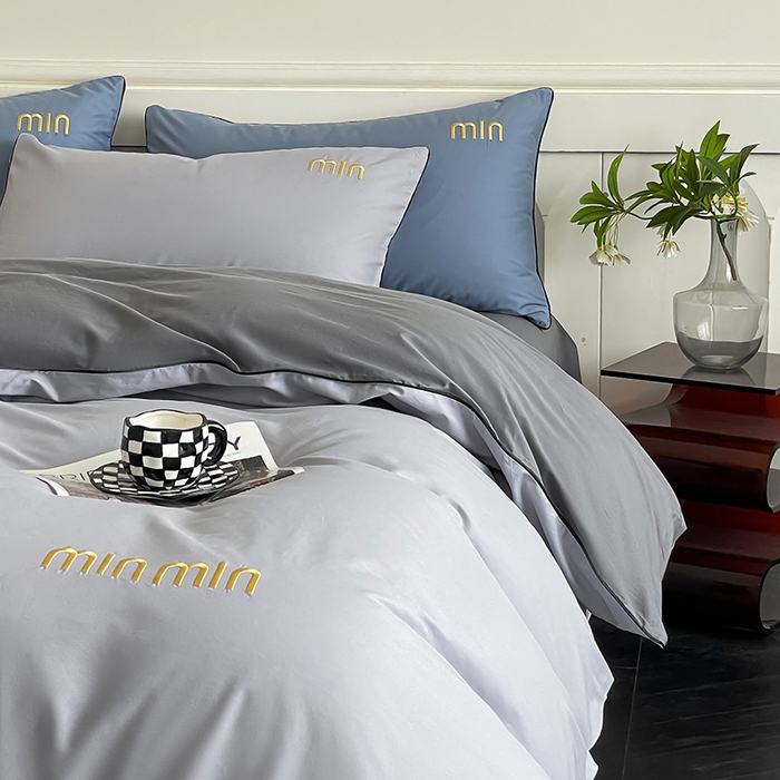 91家纺网 家纺一手货源 找家纺 澳梵家居 2024新款全棉嵌绳四件套--minmin系列 minmin月岩灰-椰子灰