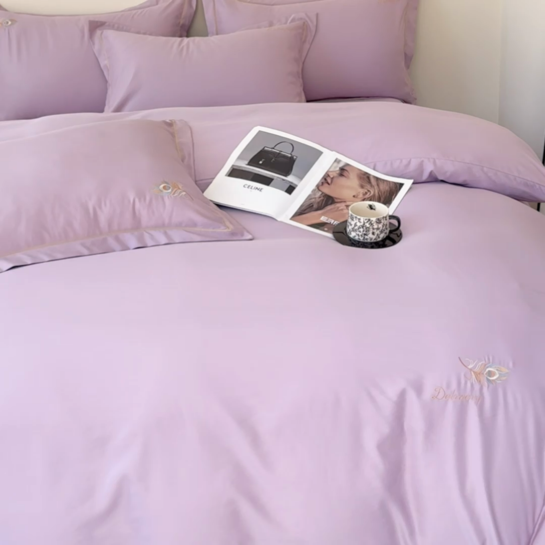 91家纺网 家纺一手货源 找家纺 可思家纺 2024新款云锦棉绣花四件套 鎏金岁月-优雅紫