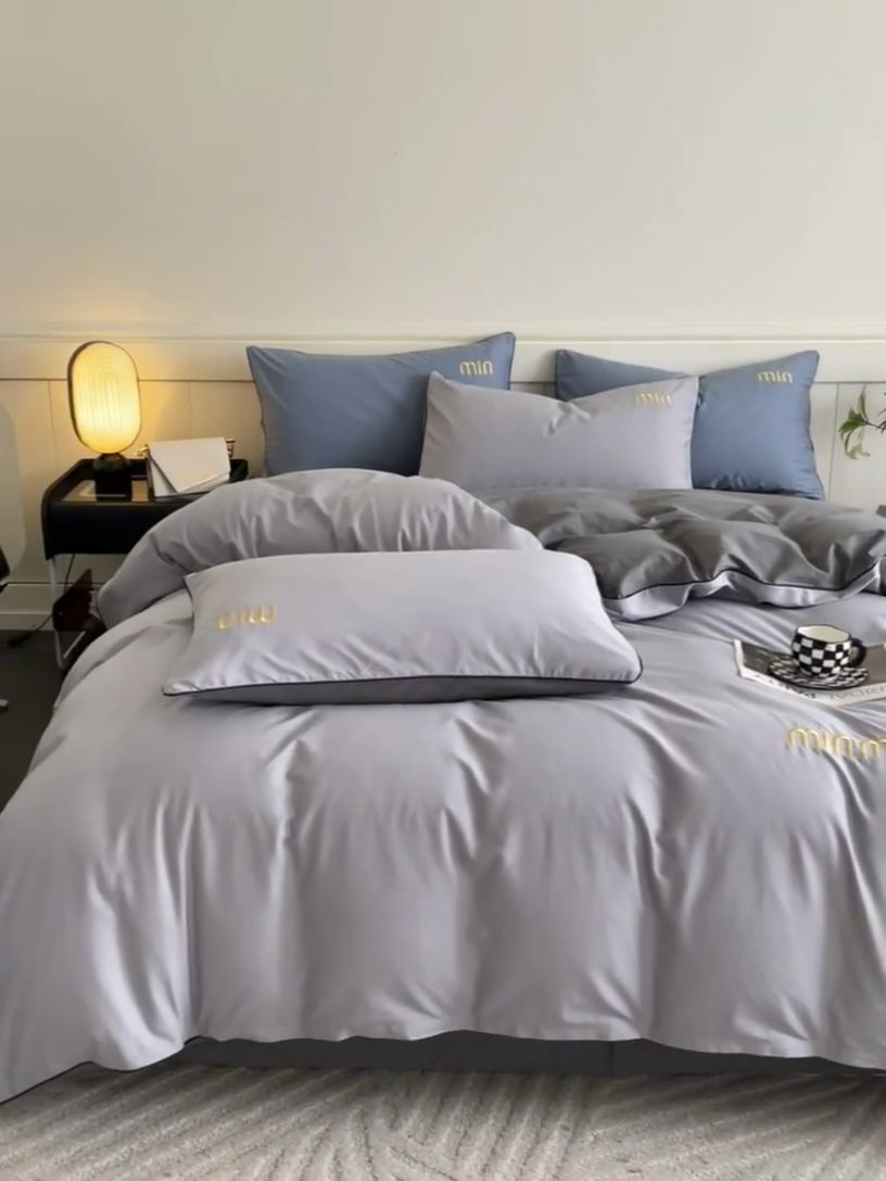 91家纺网 家纺一手货源 找家纺 澳梵家居 2024新款全棉嵌绳四件套--minmin系列 minmin月岩灰-椰子灰