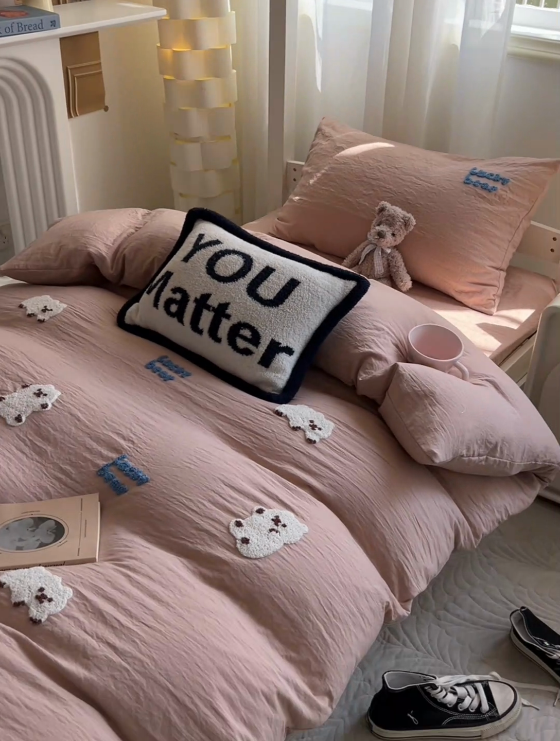 91家纺网 家纺一手货源 找家纺 韩巢家纺 2024新款学生宿舍寝室上下铺超柔水洗棉毛巾绣被套床单三件套-小白熊（提供卖家秀） 小白熊 浅咖