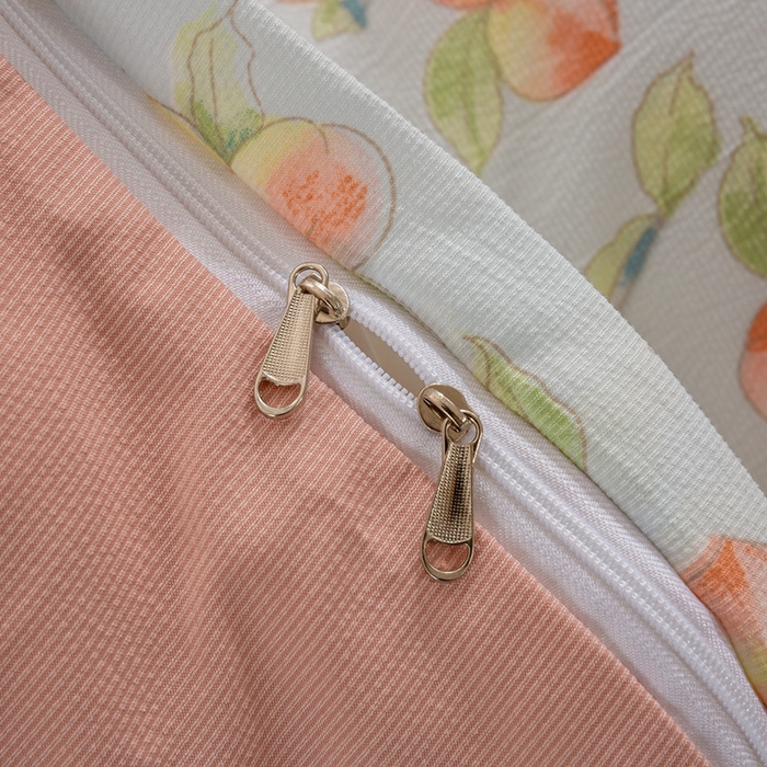 91家纺网 家纺一手货源 找家纺 富之航家纺2024新款小清新床盖四件套公主风提花针织棉床盖四件套 蜜桃