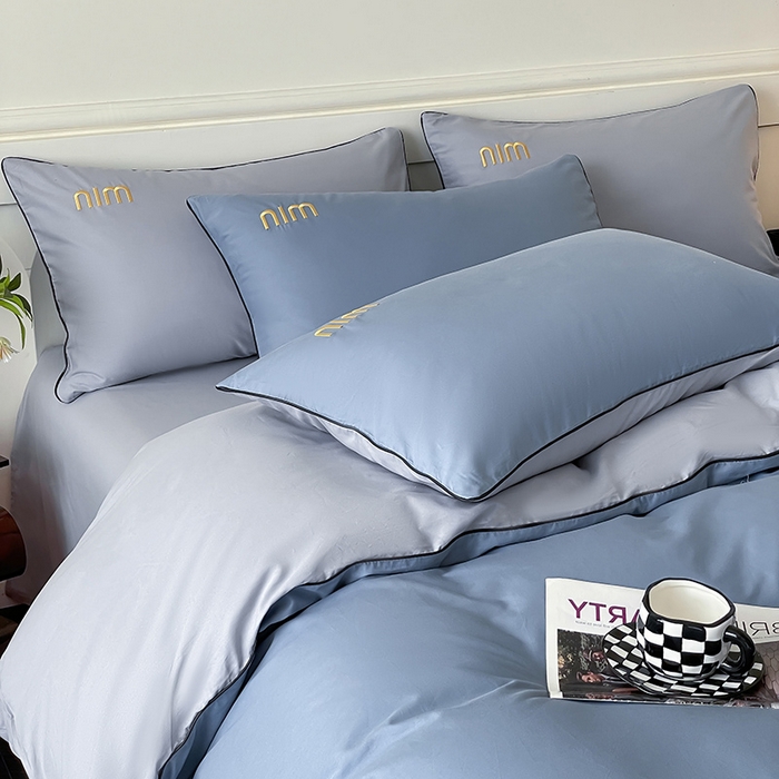 91家纺网 家纺一手货源 找家纺 澳梵家居 2024新款全棉嵌绳四件套--minmin系列 minmin莱茵蓝灰