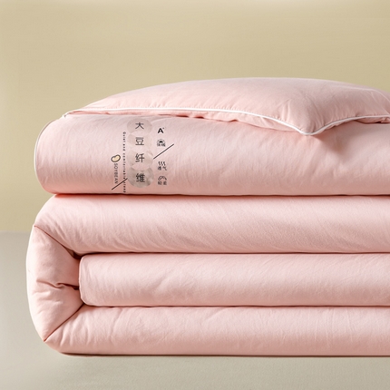 91家纺网 家纺一手货源 找家纺 莱登卡奴 2025春夏款A类糯糯棉麻绳烫画款大豆被夏被 单边烫画款-浅豆沙