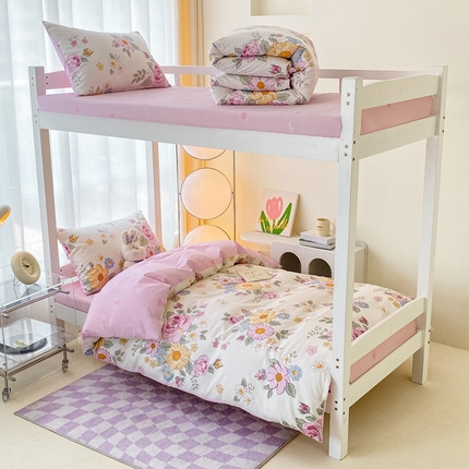 寐眠 2024新款A类全棉印花学生三件套四件套 繁花锦簇