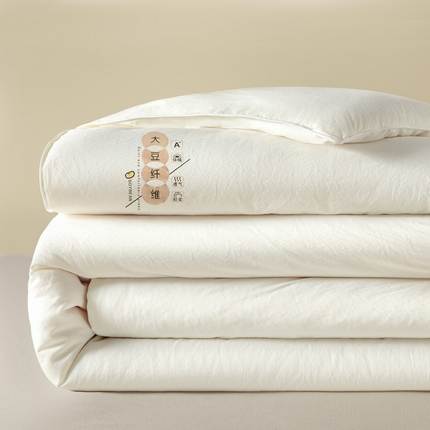 91家纺网 家纺一手货源 找家纺 莱登卡奴 2025春夏款A类糯糯棉麻绳烫画款大豆被夏被 单边烫画款-奶白