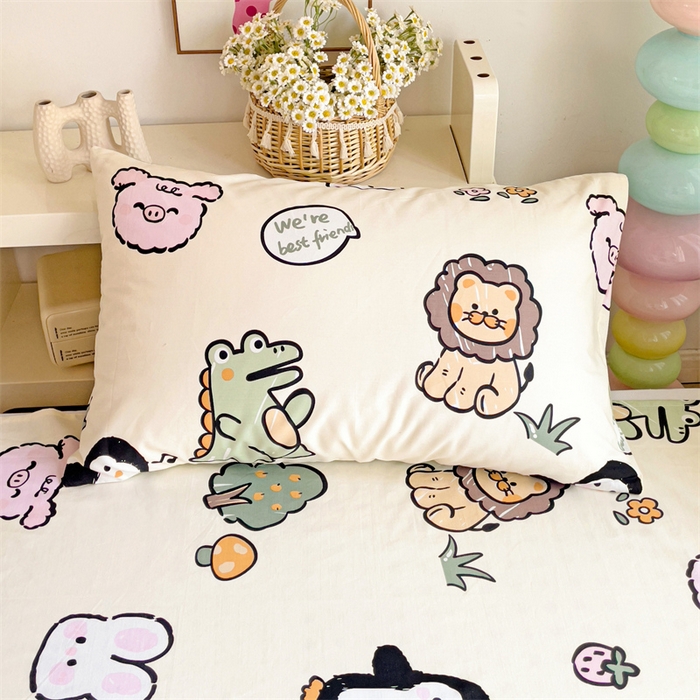 91家纺网 家纺一手货源 找家纺 名兮家居 2024新款学生床上下铺全棉床单  动物世界