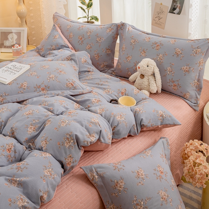 91家纺网 家纺一手货源 找家纺 富之航家纺2024新款小清新床盖四件套公主风提花针织棉床盖四件套. 芙蔓