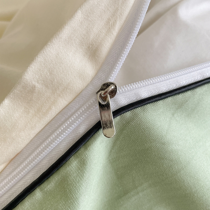 91家纺网 家纺一手货源 找家纺 澳梵家居 2024新款全棉嵌绳四件套--minmin系列 minmin奶昔白-清风绿