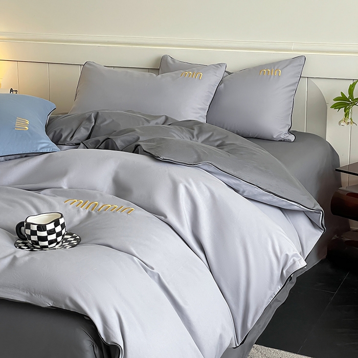 91家纺网 家纺一手货源 找家纺 澳梵家居 2024新款全棉嵌绳四件套--minmin系列 minmin月岩灰-椰子灰