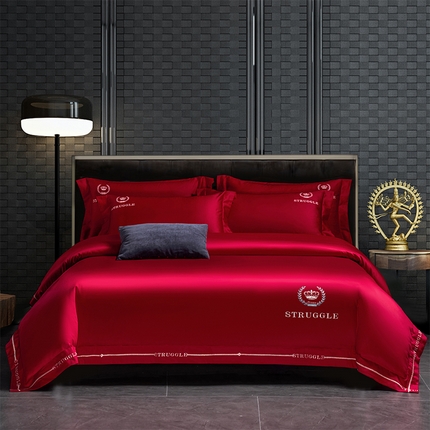 91家纺网 家纺一手货源 找家纺 （总）博之洋婚庆 2025新款全棉贡缎长绒棉刺绣四件套-炫丽人生系列