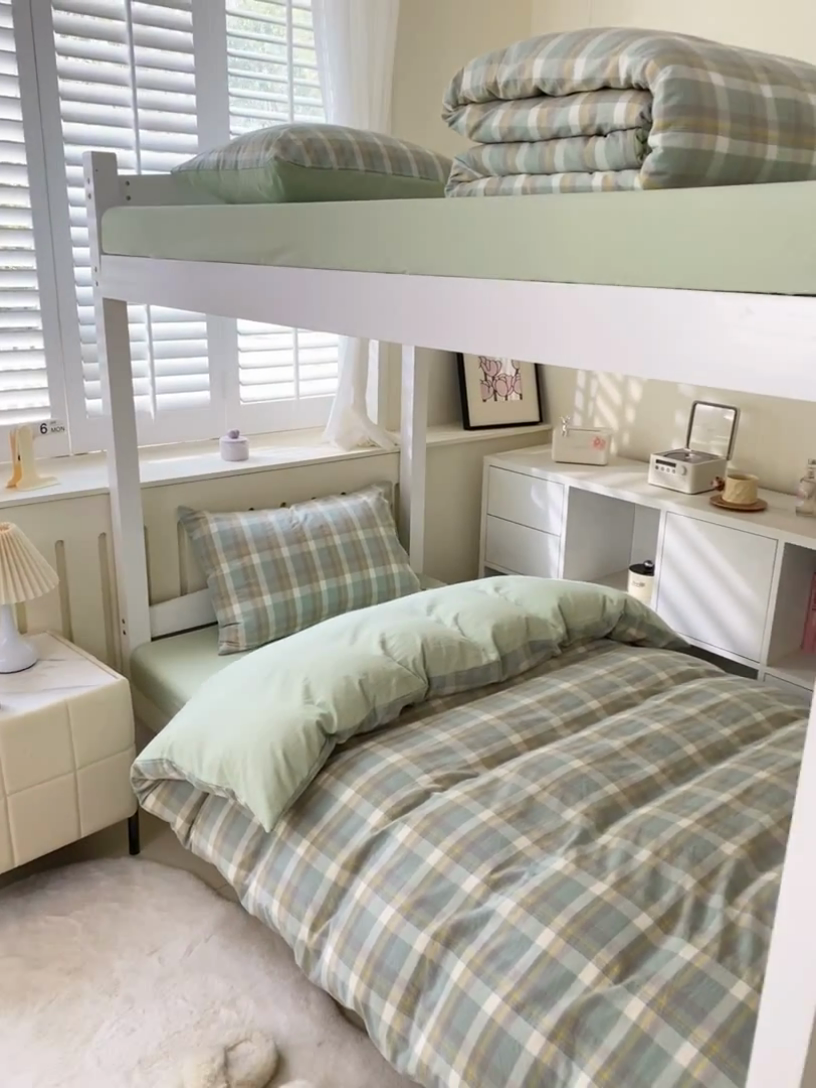 91家纺网 家纺一手货源 找家纺 （总）盛秋家纺 2025新款水洗棉卡通学生宿舍格子三件套四件套