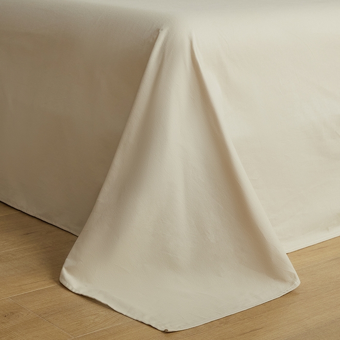 91家纺网 家纺一手货源 找家纺 澳梵家居 2024新款秋冬纯色全棉磨毛四件套--素色如锦系列 亚麻驼-燕麦色