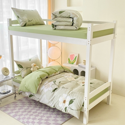 寐眠 2024新款A类全棉印花学生三件套四件套 水仙百合