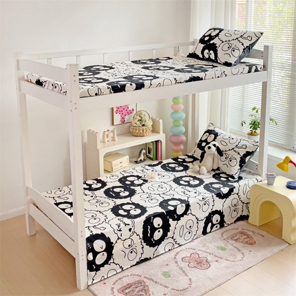 名兮家居 2024新款学生床上下铺全棉床单  黑煤球