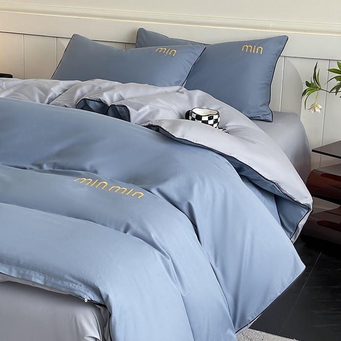 91家纺网 家纺一手货源 找家纺 澳梵家居 2024新款全棉嵌绳四件套--minmin系列 minmin莱茵蓝灰