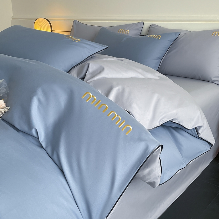 91家纺网 家纺一手货源 找家纺 澳梵家居 2024新款全棉嵌绳四件套--minmin系列 minmin莱茵蓝灰