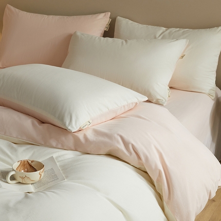 澳梵家居 2024新款秋冬纯色全棉磨毛四件套--素色如锦系列 奶白-椰奶粉