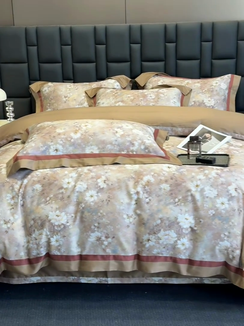 91家纺网 家纺一手货源 找家纺 东方名伶 2024新款50S全棉数码印花长绒棉四件套 繁华