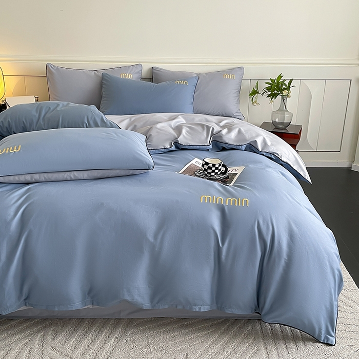 91家纺网 家纺一手货源 找家纺 澳梵家居 2024新款全棉嵌绳四件套--minmin系列 minmin莱茵蓝灰