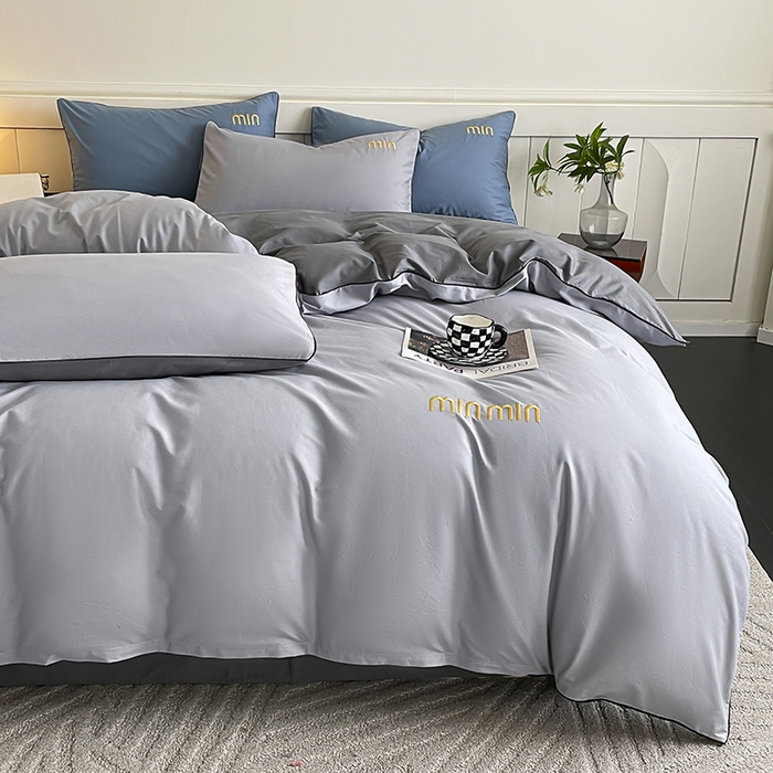 91家纺网 家纺一手货源 找家纺 澳梵家居 2024新款全棉嵌绳四件套--minmin系列 minmin月岩灰-椰子灰