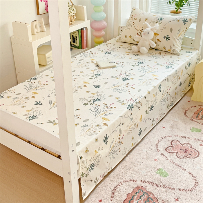 91家纺网 家纺一手货源 找家纺 名兮家居 2024新款学生床上下铺全棉床单  东篱