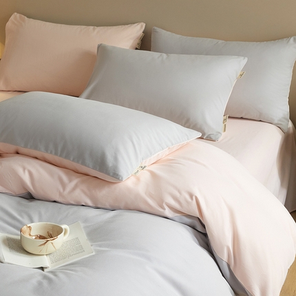 澳梵家居 2024新款秋冬纯色全棉磨毛四件套--素色如锦系列 幻影灰-椰奶粉