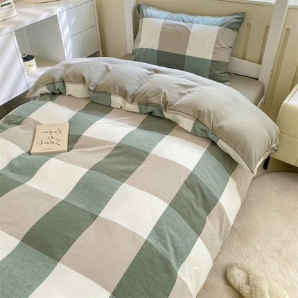 91家纺网 家纺一手货源 找家纺 （总）盛秋家纺 2025新款水洗棉卡通学生宿舍格子三件套四件套