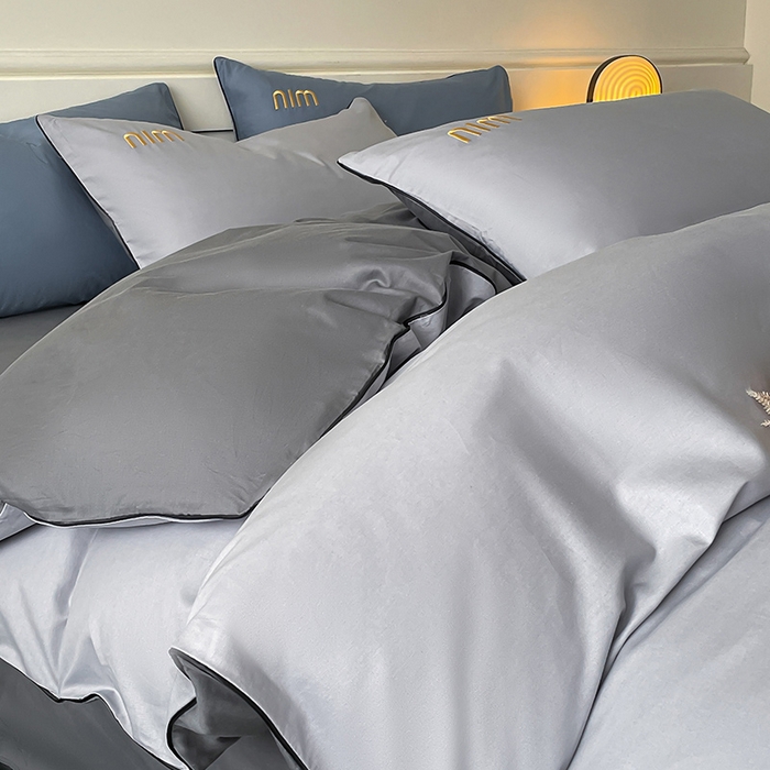 91家纺网 家纺一手货源 找家纺 澳梵家居 2024新款全棉嵌绳四件套--minmin系列 minmin月岩灰-椰子灰