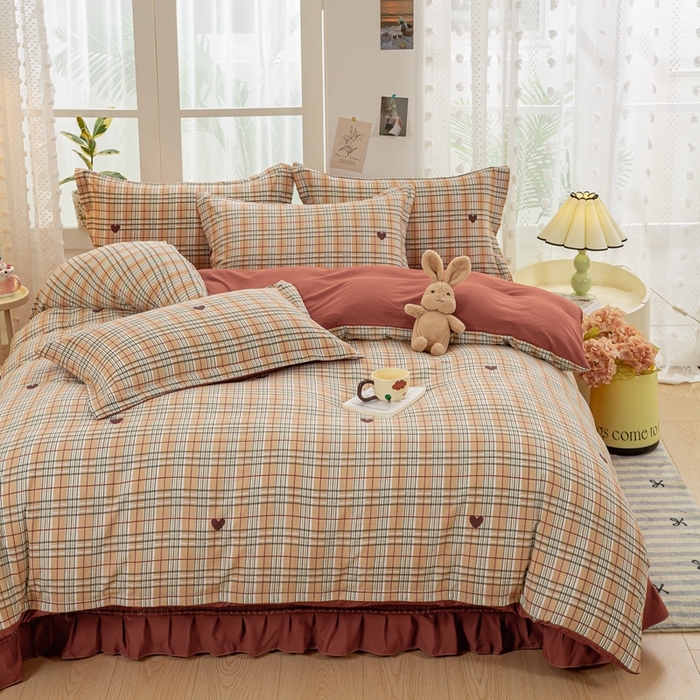 91家纺网 家纺一手货源 找家纺 富之航家纺 2024新款小清新床盖四件套公主风提花针织棉床盖四件套 格调