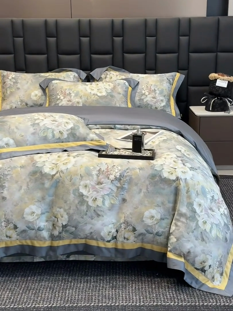 91家纺网 家纺一手货源 找家纺 东方名伶 2024新款50S全棉数码印花长绒棉四件套 花海