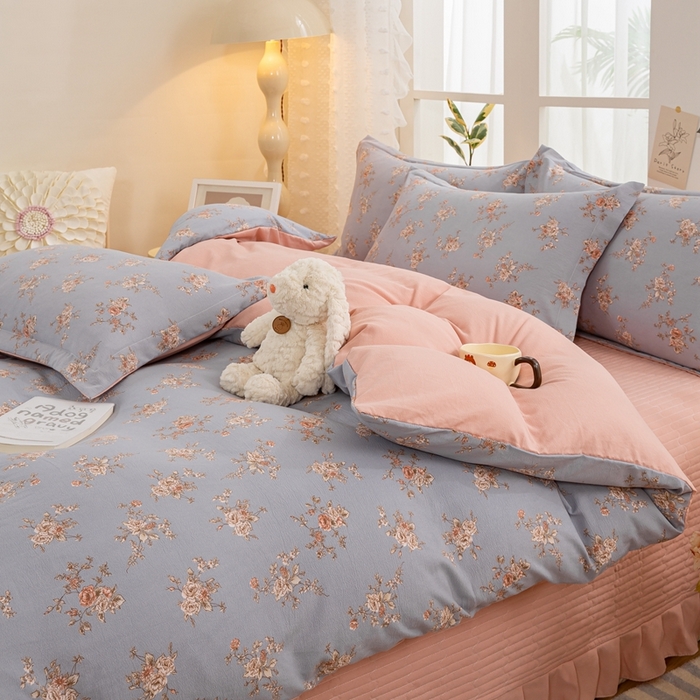 91家纺网 家纺一手货源 找家纺 富之航家纺2024新款小清新床盖四件套公主风提花针织棉床盖四件套. 芙蔓