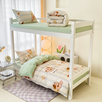 寐眠 2024新款A类全棉印花学生三件套四件套 招财猫