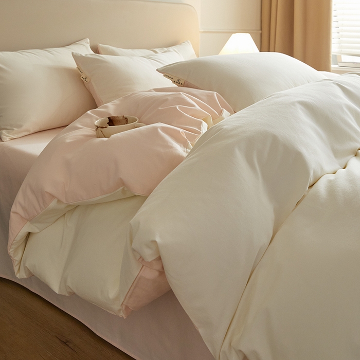 91家纺网 家纺一手货源 找家纺 澳梵家居 2024新款秋冬纯色全棉磨毛四件套--素色如锦系列 奶白-椰奶粉