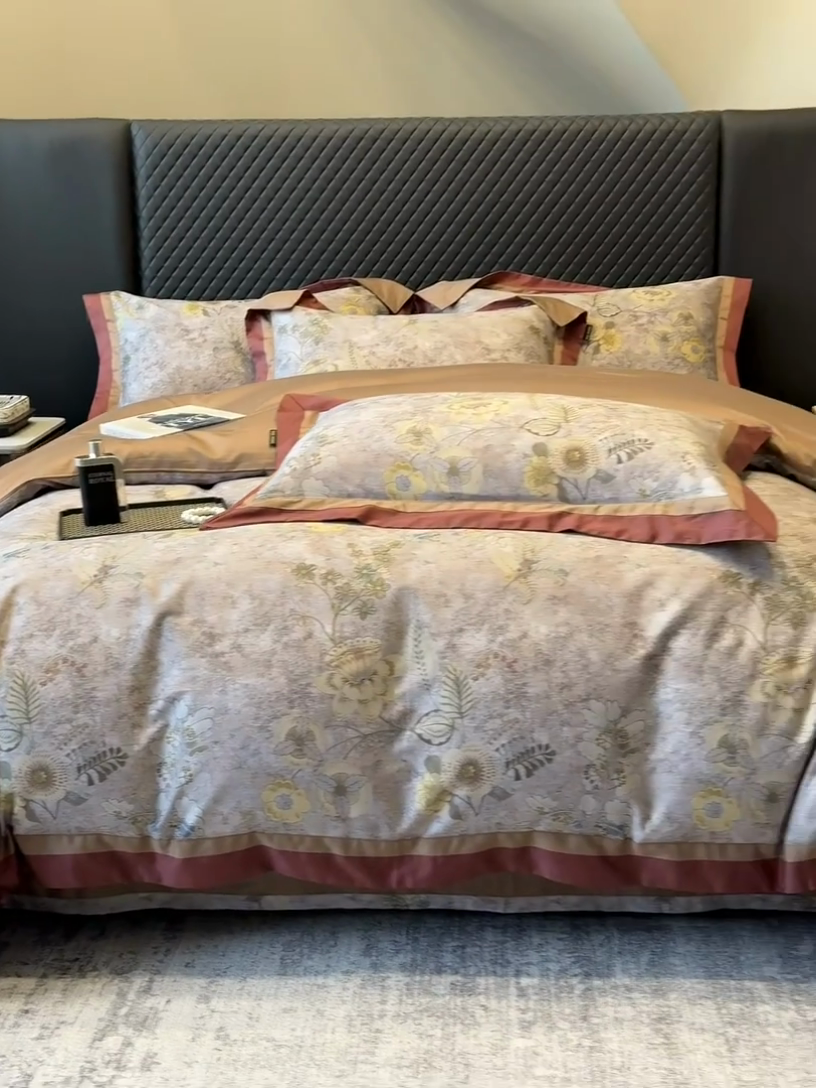 91家纺网 家纺一手货源 找家纺 东方名伶 2024新款50S全棉数码印花长绒棉四件套 锦绣