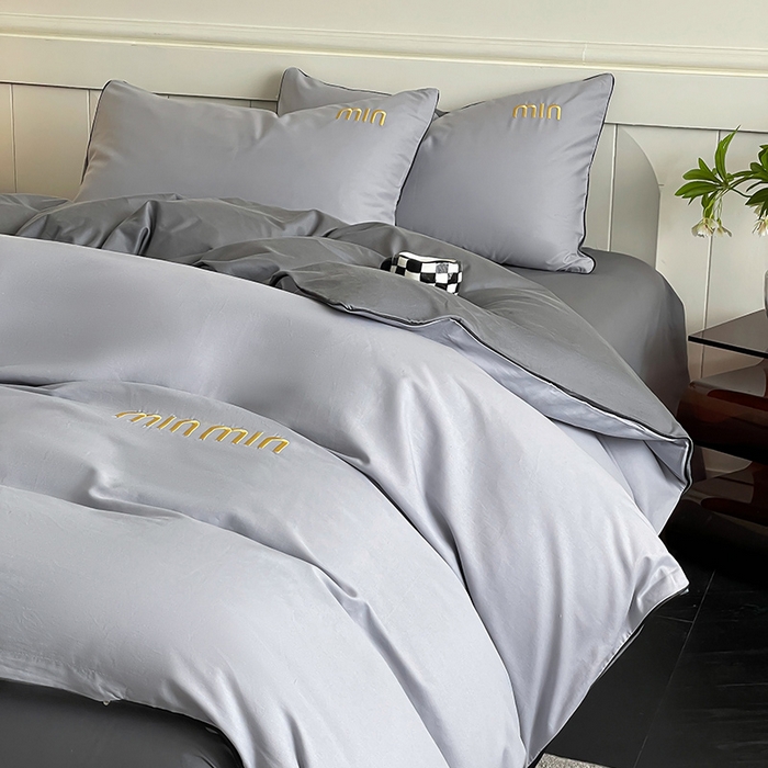 91家纺网 家纺一手货源 找家纺 澳梵家居 2024新款全棉嵌绳四件套--minmin系列 minmin月岩灰-椰子灰