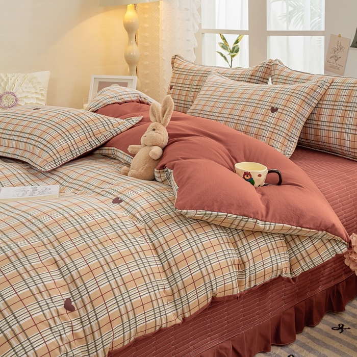 91家纺网 家纺一手货源 找家纺 富之航家纺 2024新款小清新床盖四件套公主风提花针织棉床盖四件套 格调