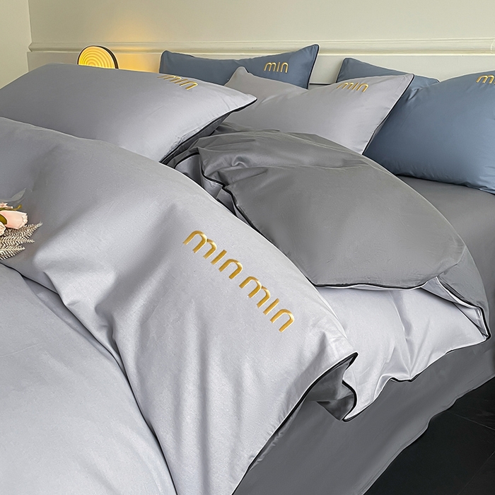 91家纺网 家纺一手货源 找家纺 澳梵家居 2024新款全棉嵌绳四件套--minmin系列 minmin月岩灰-椰子灰