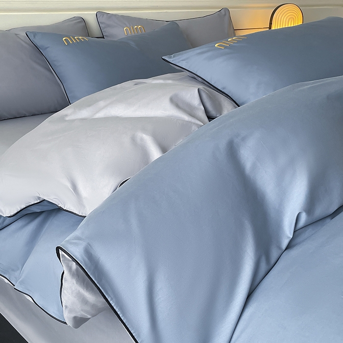 91家纺网 家纺一手货源 找家纺 澳梵家居 2024新款全棉嵌绳四件套--minmin系列 minmin莱茵蓝灰