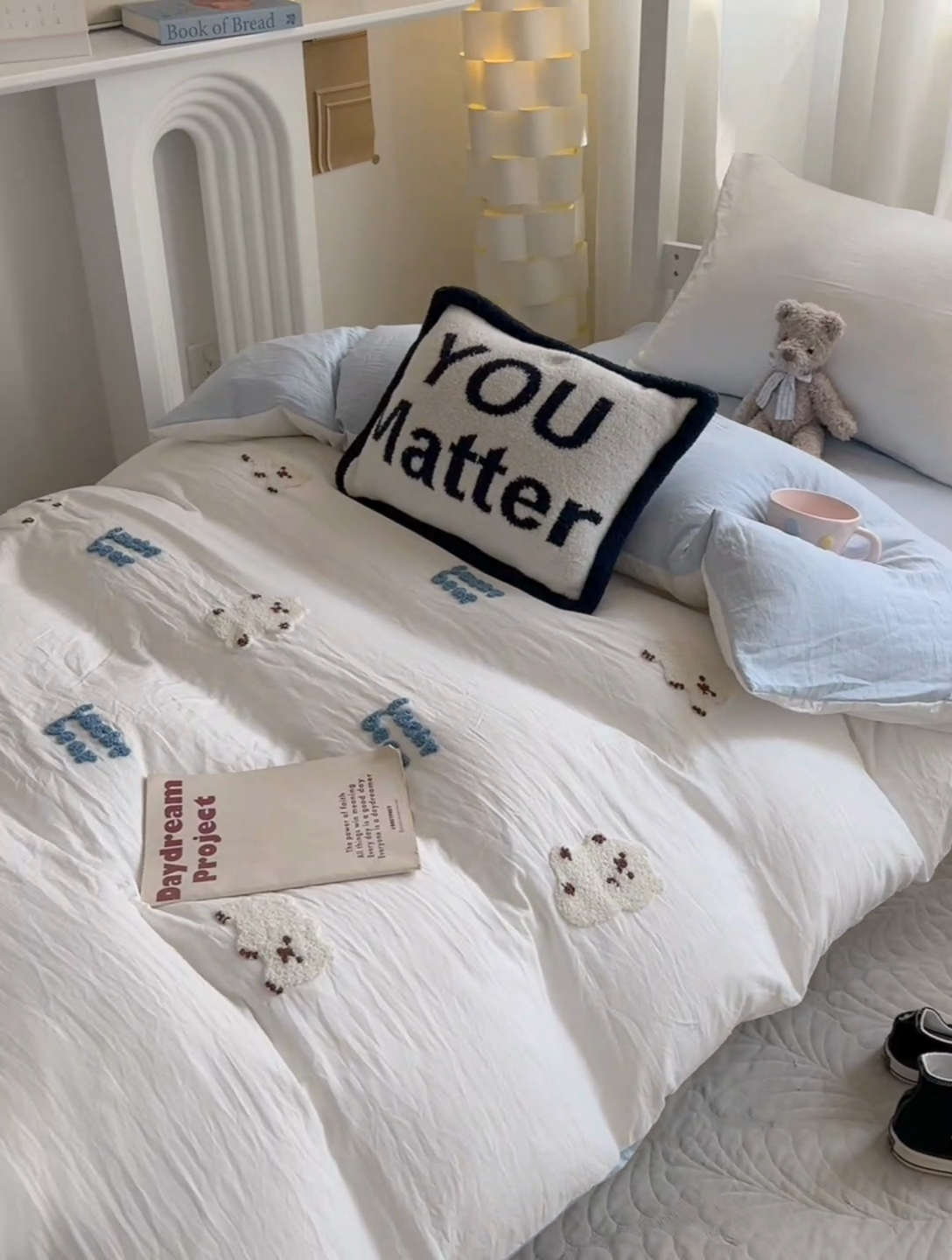 91家纺网 家纺一手货源 找家纺 韩巢家纺 2024新款学生宿舍寝室上下铺超柔水洗棉毛巾绣单件被套-小白熊（提供卖家秀） 小白熊 白蓝